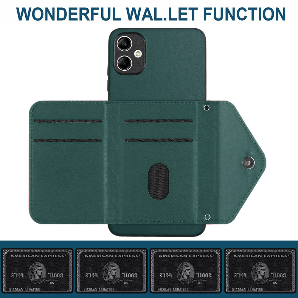 Samsung Galaxy A05 4G Leather Case with Card Holder & RFID Protection, Long Lanyard Included