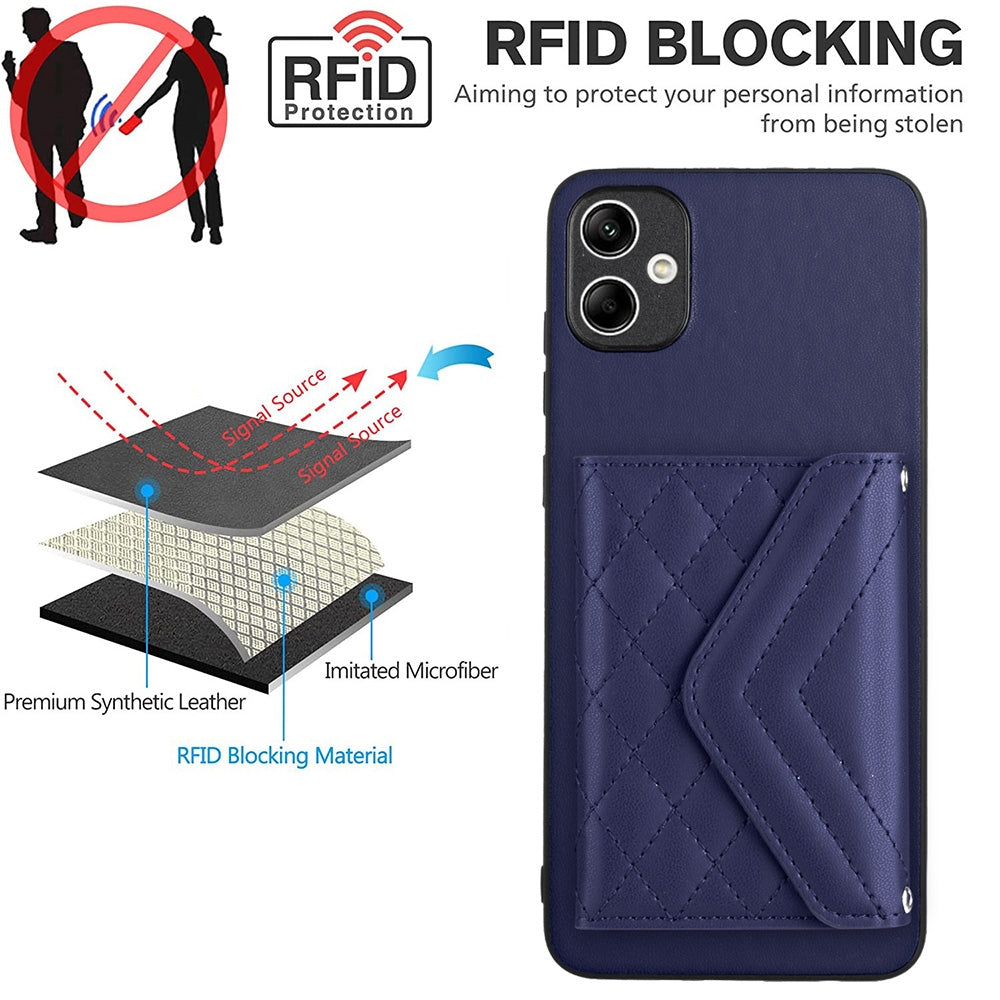 Samsung Galaxy A05 4G Leather Case with Card Holder & RFID Protection, Long Lanyard Included