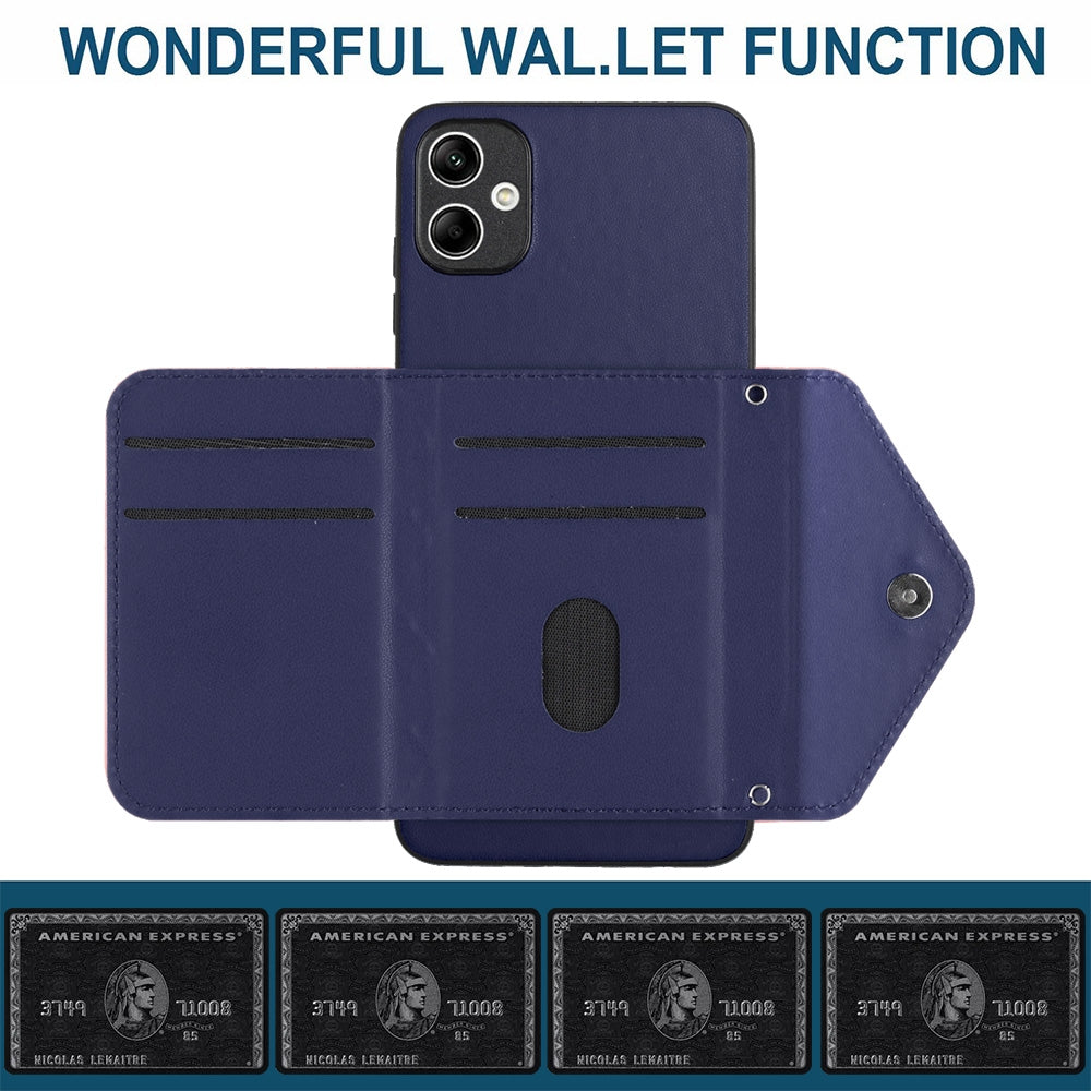 Samsung Galaxy A05 4G Leather Case with Card Holder & RFID Protection, Long Lanyard Included