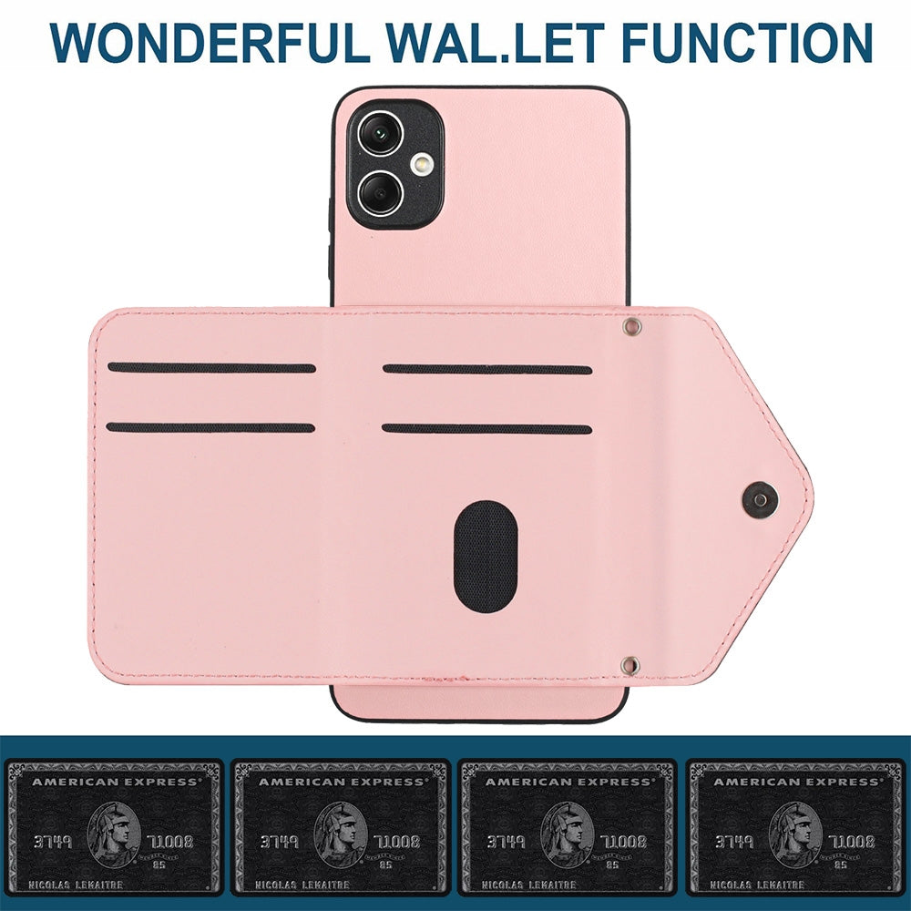 Samsung Galaxy A05 4G Leather Case with Card Holder & RFID Protection, Long Lanyard Included