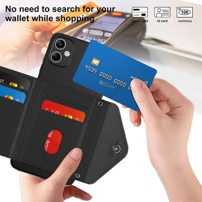 Samsung Galaxy A05 4G Leather Case with Card Holder & RFID Protection, Long Lanyard Included