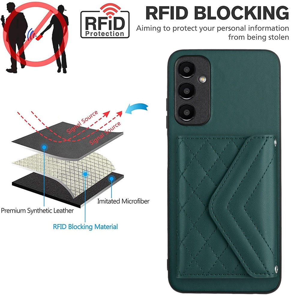 Samsung Galaxy A05s 4G Leather Case with Card Holder & RFID Protection, Long Lanyard Included