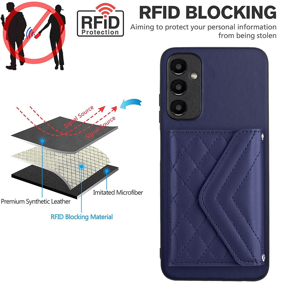 Samsung Galaxy A05s 4G Leather Case with Card Holder & RFID Protection, Long Lanyard Included