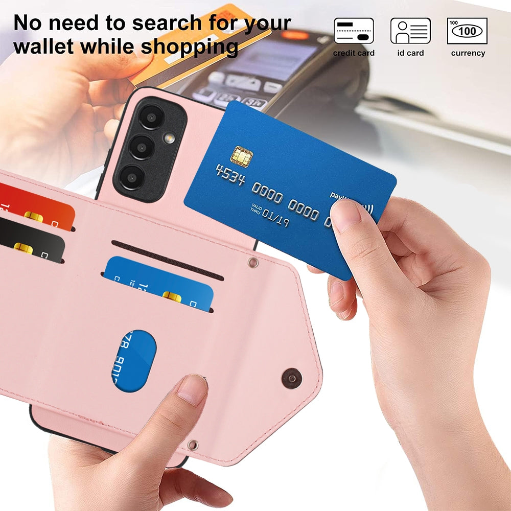 Samsung Galaxy A05s 4G Leather Case with Card Holder & RFID Protection, Long Lanyard Included