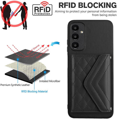 Samsung Galaxy A05s 4G Leather Case with Card Holder & RFID Protection, Long Lanyard Included