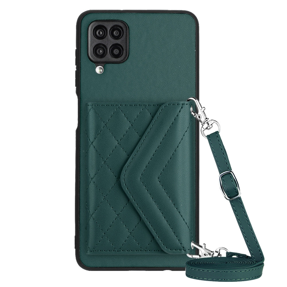 Samsung Galaxy A12 Leather Case with Card Holder & RFID Protection, Long Lanyard Included
