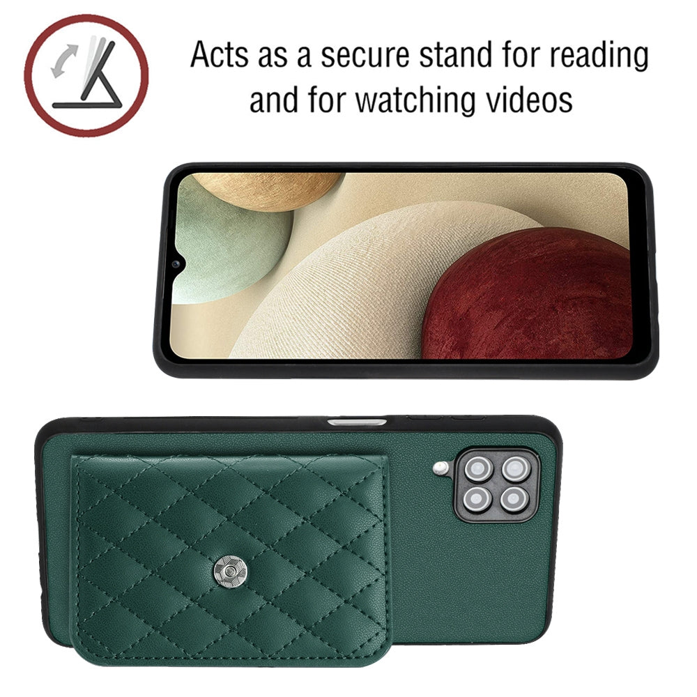Samsung Galaxy A12 Leather Case with Card Holder & RFID Protection, Long Lanyard Included