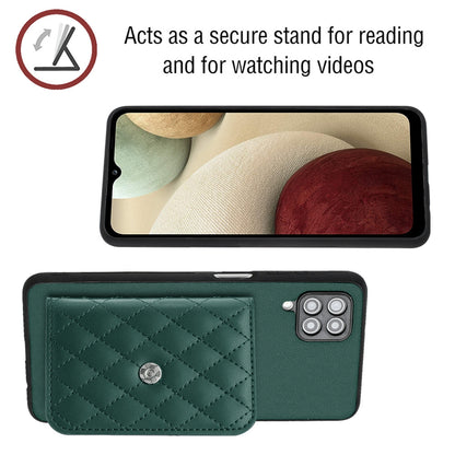 Samsung Galaxy A12 Leather Case with Card Holder & RFID Protection, Long Lanyard Included