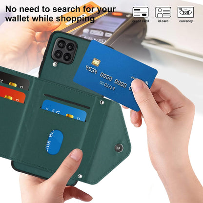 Samsung Galaxy A12 Leather Case with Card Holder & RFID Protection, Long Lanyard Included