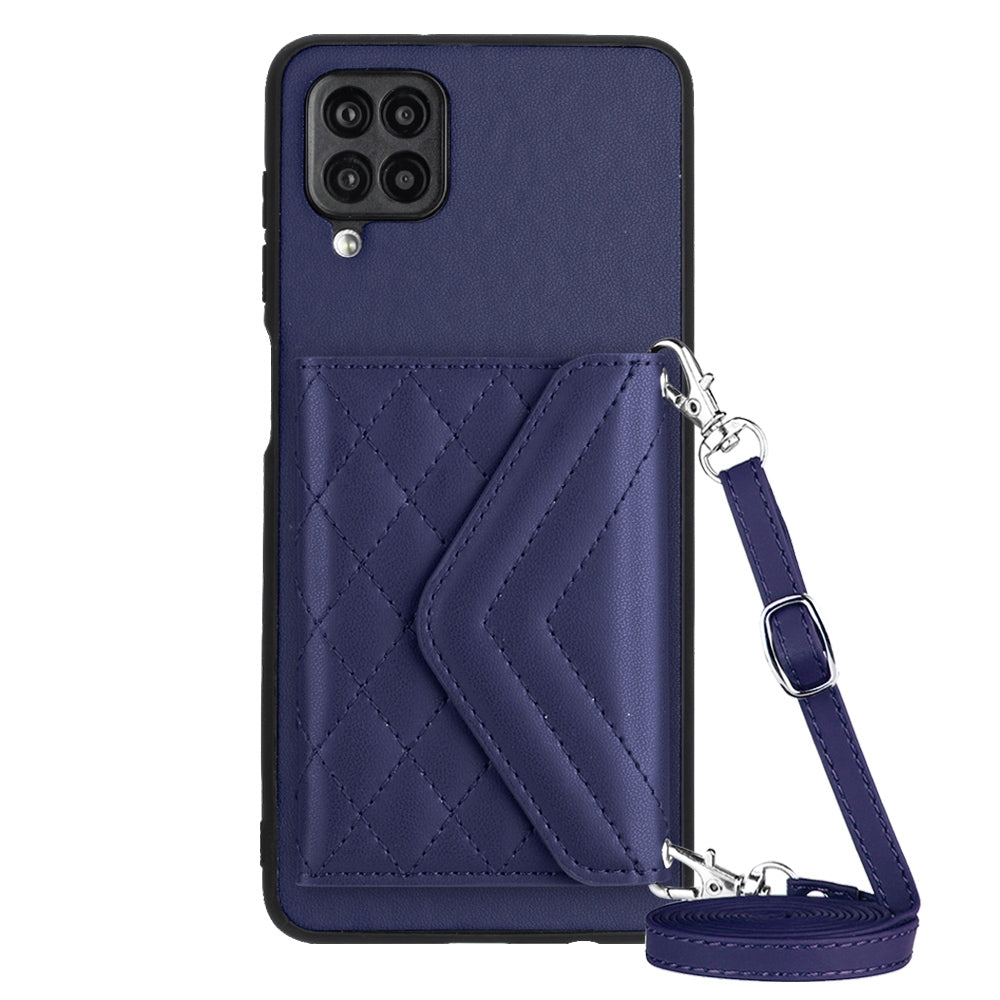 Samsung Galaxy A12 Leather Case with Card Holder & RFID Protection, Long Lanyard Included