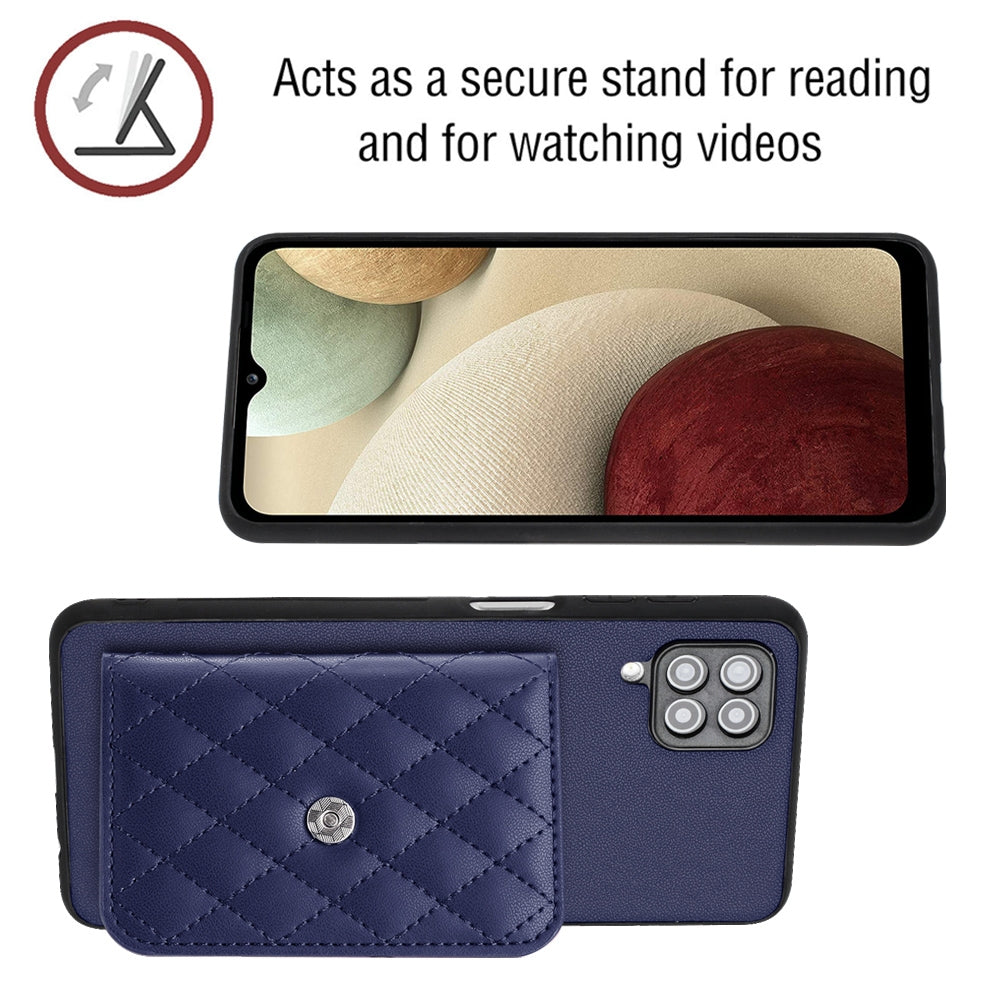Samsung Galaxy A12 Leather Case with Card Holder & RFID Protection, Long Lanyard Included