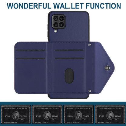 Samsung Galaxy A12 Leather Case with Card Holder & RFID Protection, Long Lanyard Included