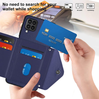 Samsung Galaxy A12 Leather Case with Card Holder & RFID Protection, Long Lanyard Included