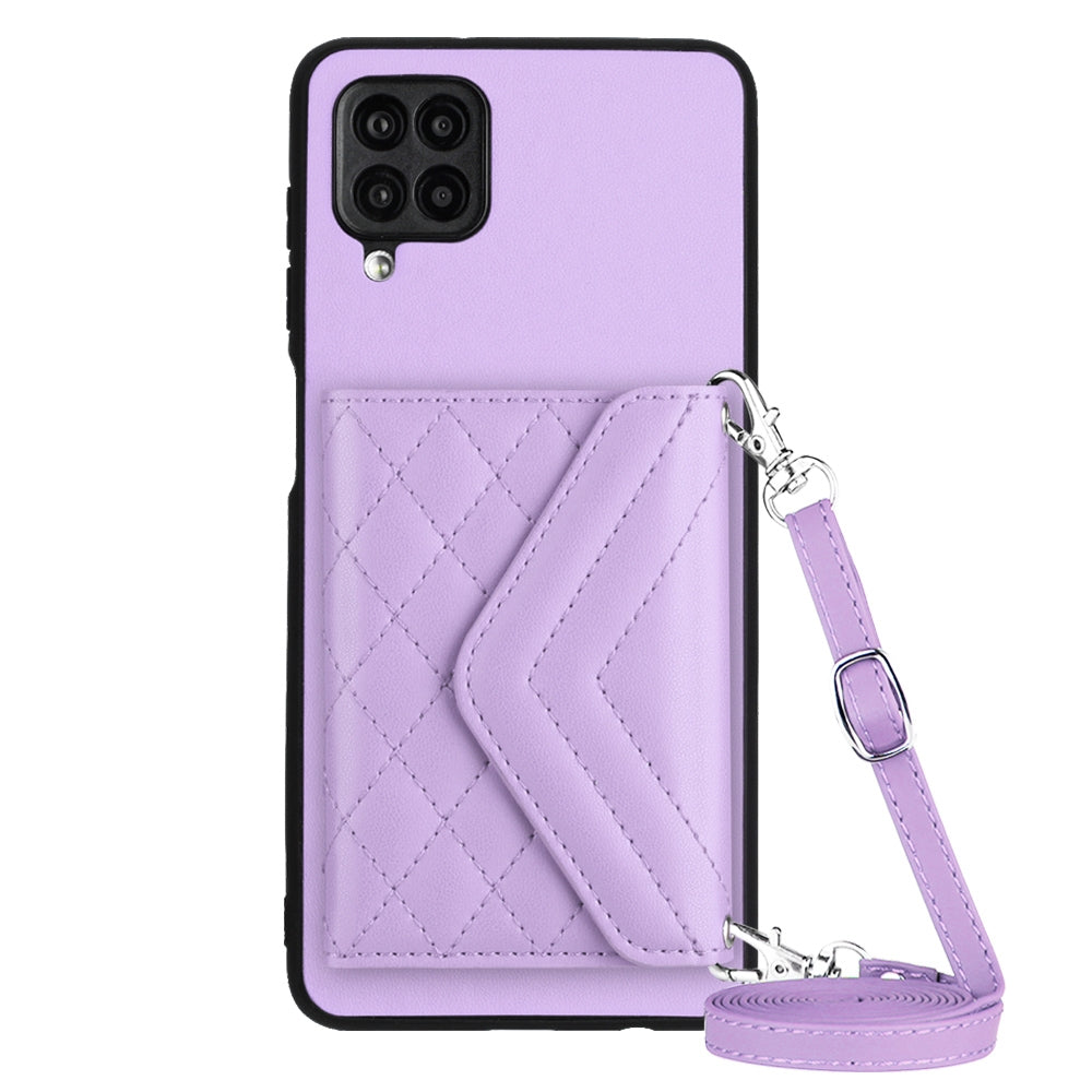Samsung Galaxy A12 Leather Case with Card Holder & RFID Protection, Long Lanyard Included