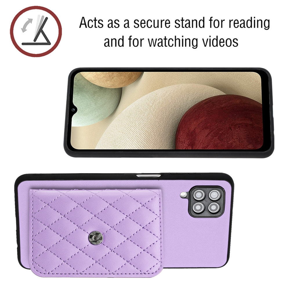 Samsung Galaxy A12 Leather Case with Card Holder & RFID Protection, Long Lanyard Included