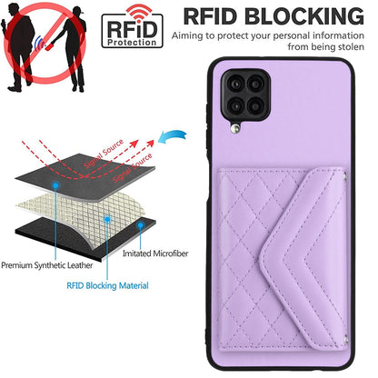 Samsung Galaxy A12 Leather Case with Card Holder & RFID Protection, Long Lanyard Included