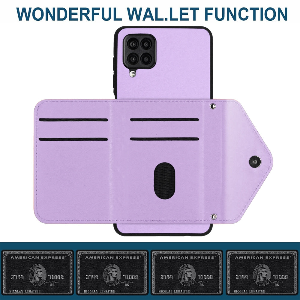 Samsung Galaxy A12 Leather Case with Card Holder & RFID Protection, Long Lanyard Included