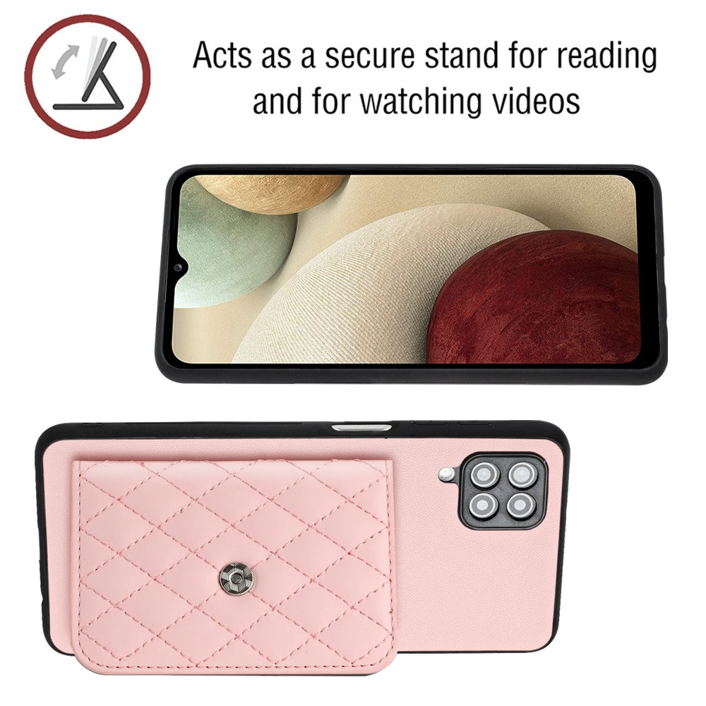 Samsung Galaxy A12 Leather Case with Card Holder & RFID Protection, Long Lanyard Included