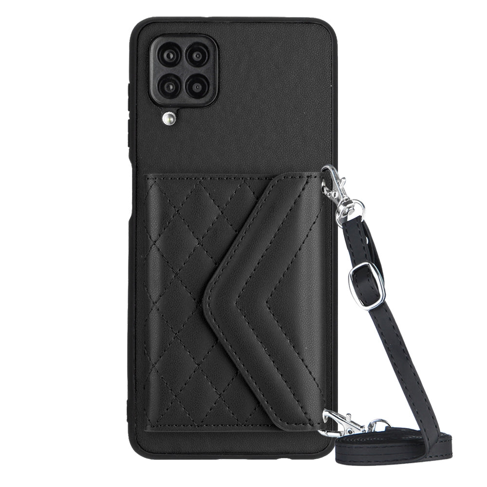 Samsung Galaxy A12 Leather Case with Card Holder & RFID Protection, Long Lanyard Included