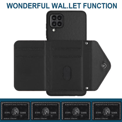 Samsung Galaxy A12 Leather Case with Card Holder & RFID Protection, Long Lanyard Included