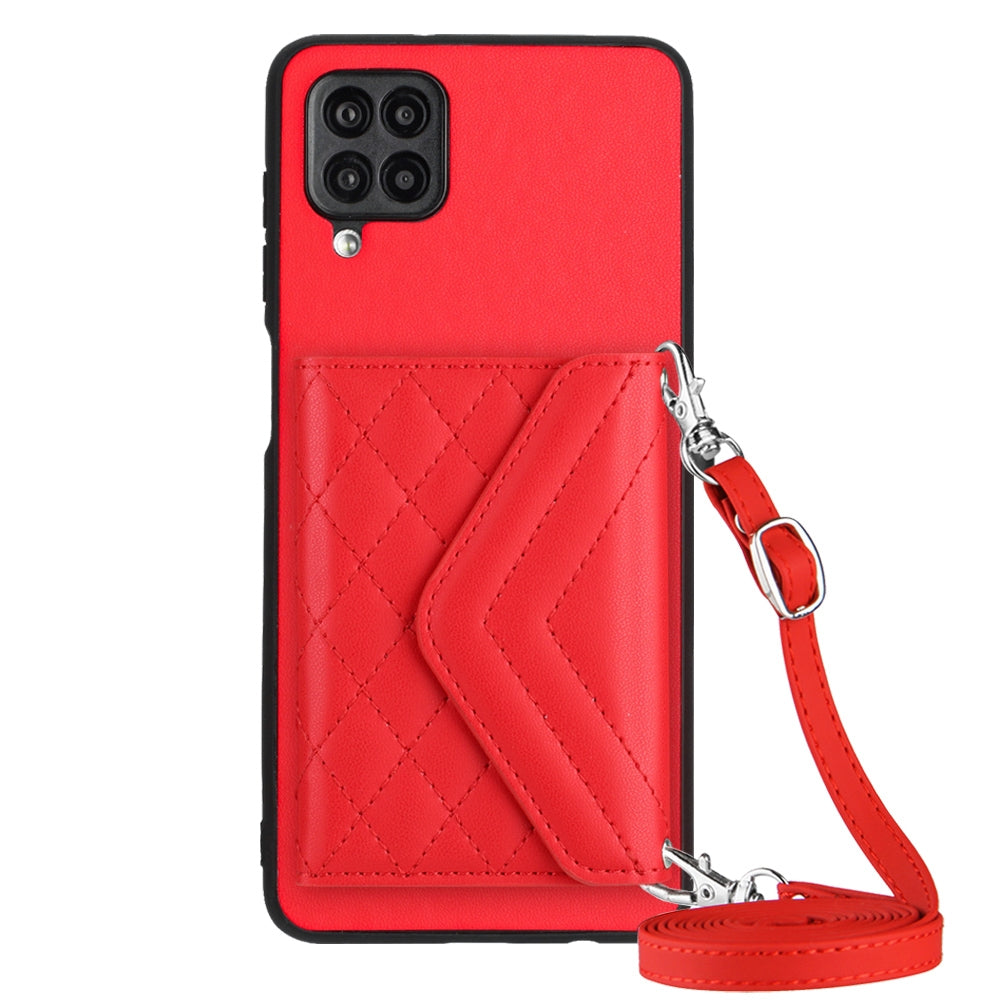 Samsung Galaxy A12 Leather Case with Card Holder & RFID Protection, Long Lanyard Included