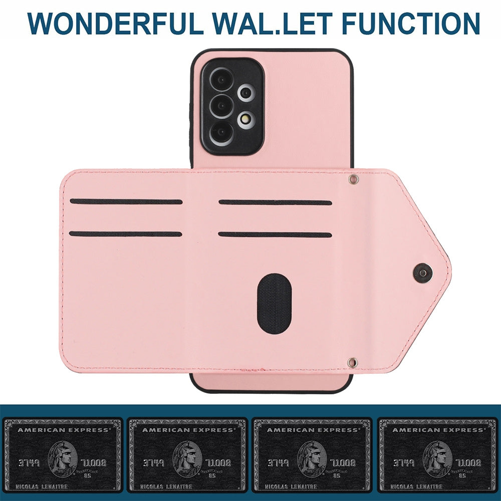 Samsung Galaxy A13 4G Leather Case with Card Holder & RFID Protection, Long Lanyard Included