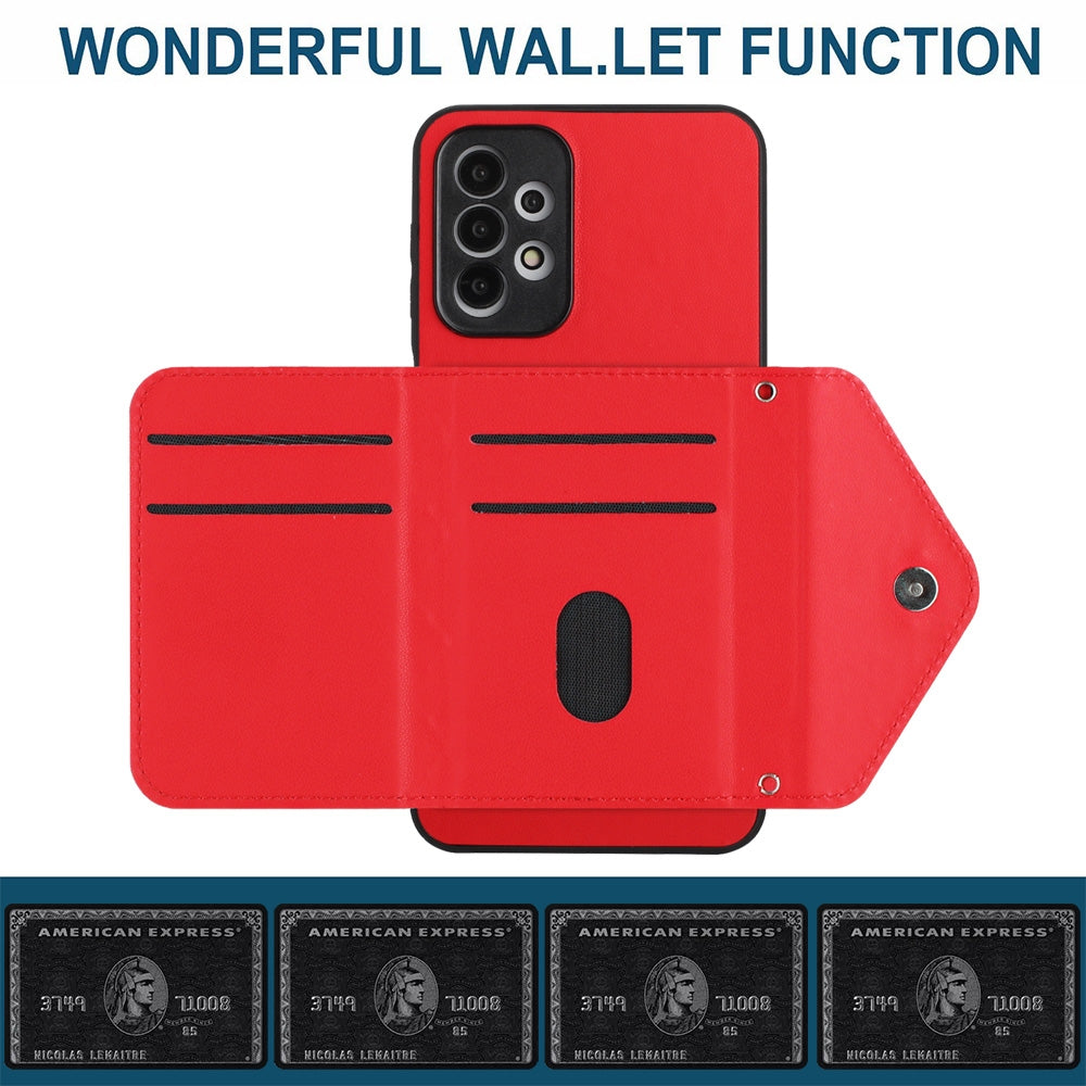 Samsung Galaxy A13 4G Leather Case with Card Holder & RFID Protection, Long Lanyard Included