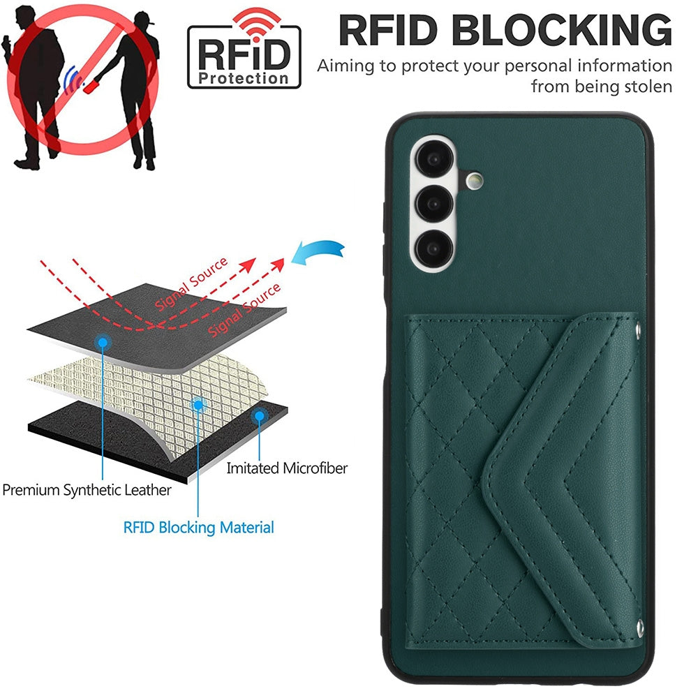 Samsung Galaxy A04s Leather Case with Card Holder & RFID Protection, Long Lanyard Included