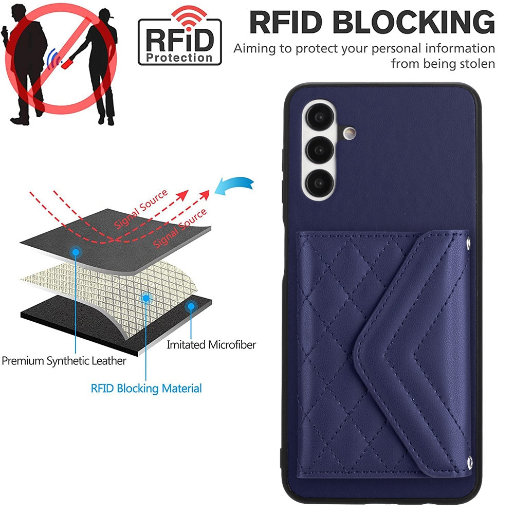 Samsung Galaxy A13 5G Leather Case with Card Holder & RFID Protection, Long Lanyard Included