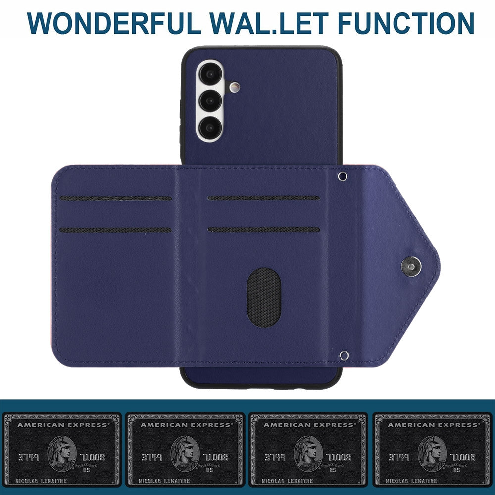 Samsung Galaxy A04s Leather Case with Card Holder & RFID Protection, Long Lanyard Included