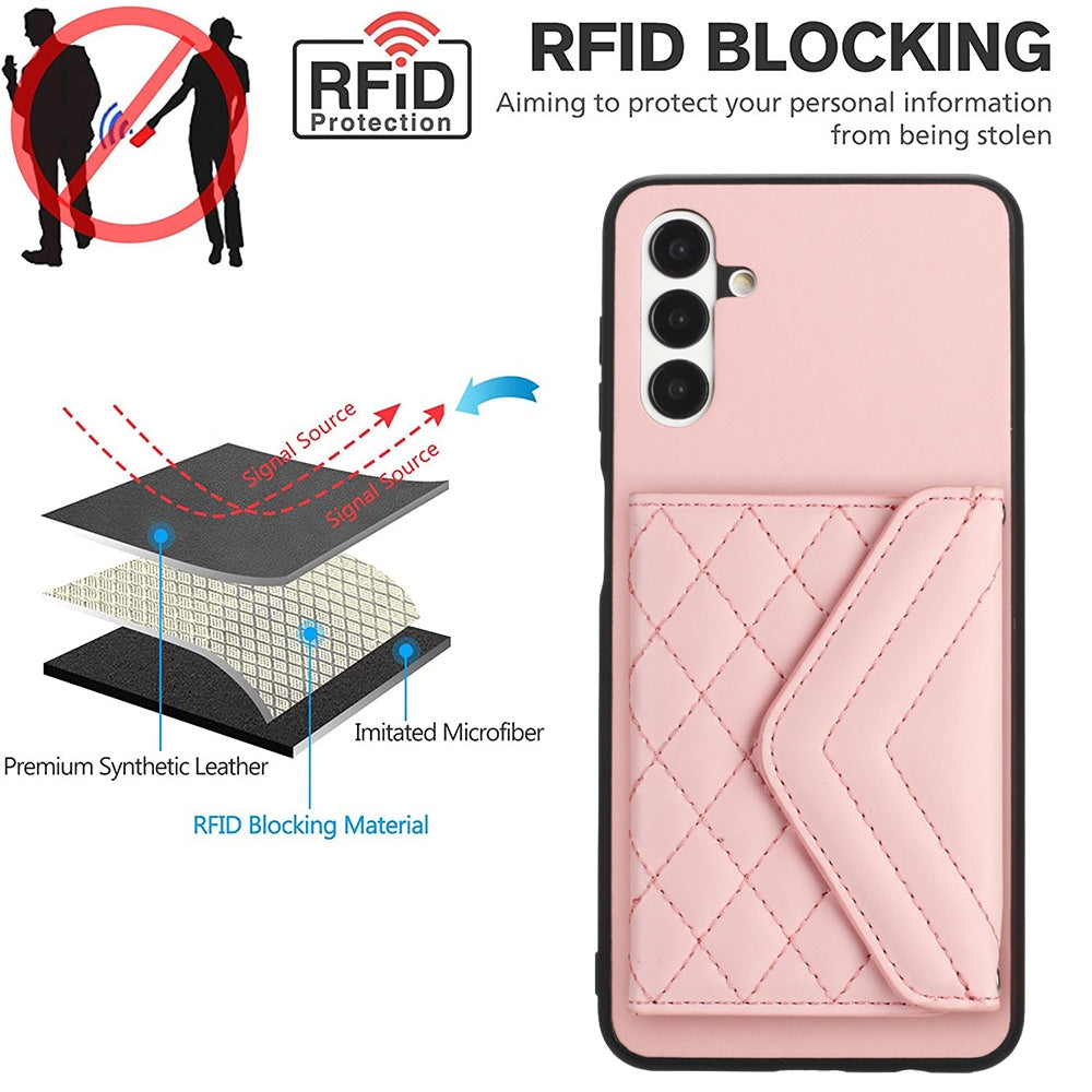 Samsung Galaxy A13 5G Leather Case with Card Holder & RFID Protection, Long Lanyard Included
