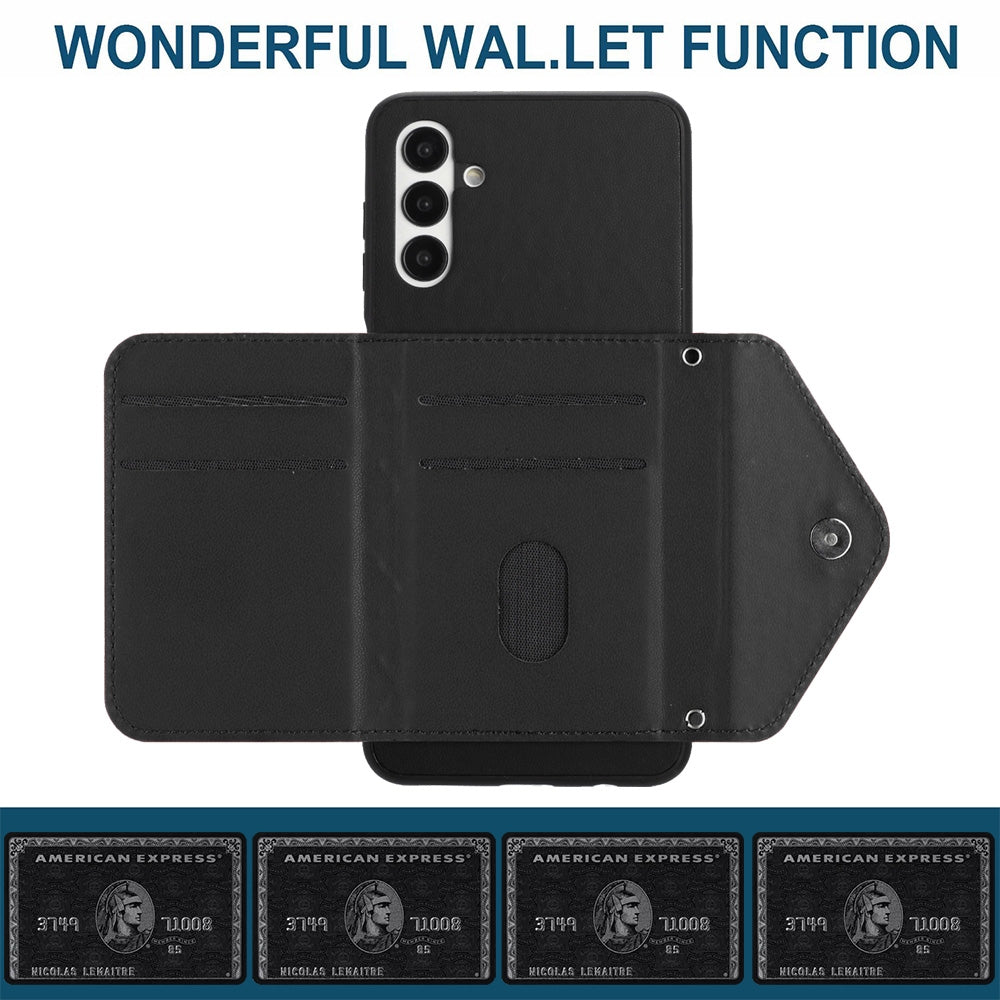Samsung Galaxy A04s Leather Case with Card Holder & RFID Protection, Long Lanyard Included