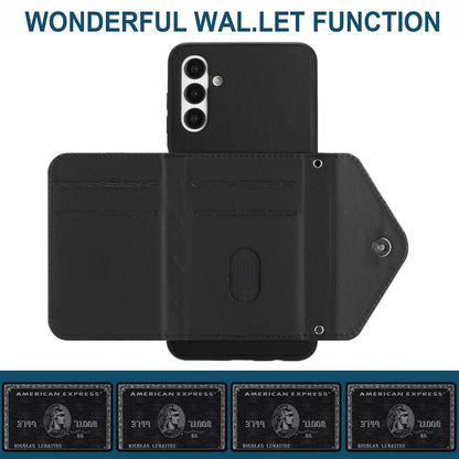 Samsung Galaxy A04s Leather Case with Card Holder & RFID Protection, Long Lanyard Included