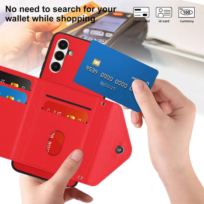 Samsung Galaxy A04s Leather Case with Card Holder & RFID Protection, Long Lanyard Included