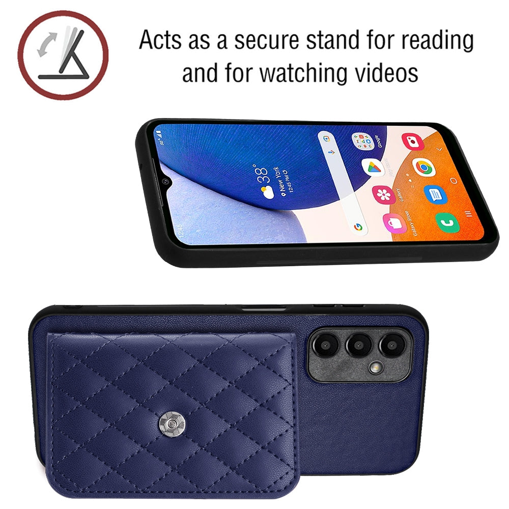 Samsung Galaxy A14 5G Leather Case with Card Holder & RFID Protection, Long Lanyard Included