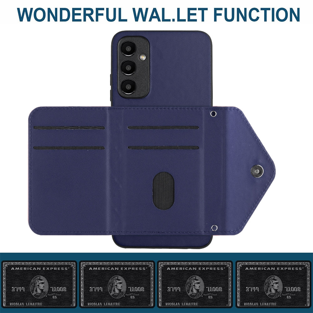 Samsung Galaxy A14 5G Leather Case with Card Holder & RFID Protection, Long Lanyard Included