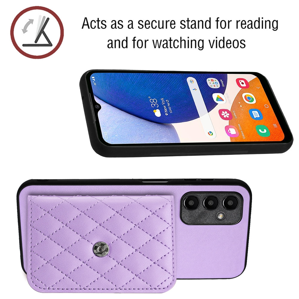 Samsung Galaxy A14 5G Leather Case with Card Holder & RFID Protection, Long Lanyard Included