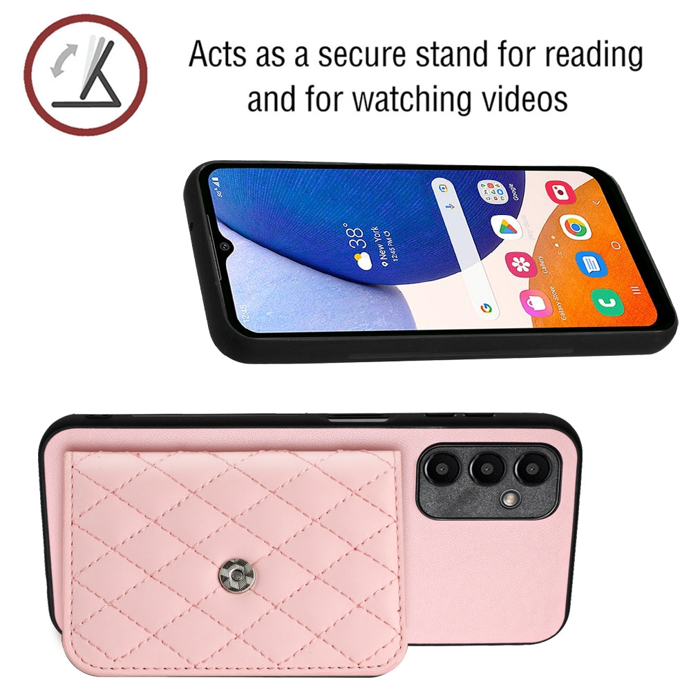 Samsung Galaxy A14 5G Leather Case with Card Holder & RFID Protection, Long Lanyard Included