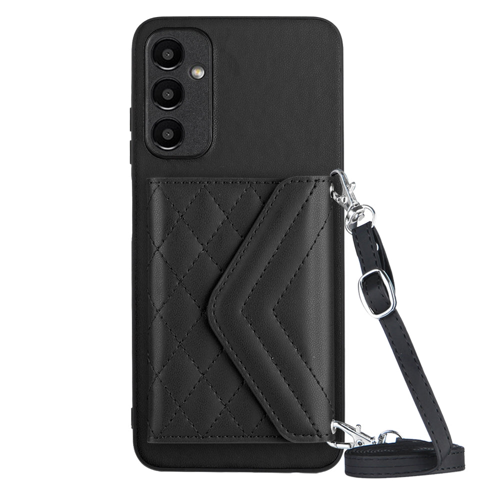 Samsung Galaxy A15 Leather Case with Card Holder & RFID Protection, Long Lanyard Included