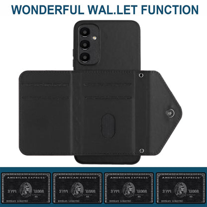 Samsung Galaxy A15 Leather Case with Card Holder & RFID Protection, Long Lanyard Included
