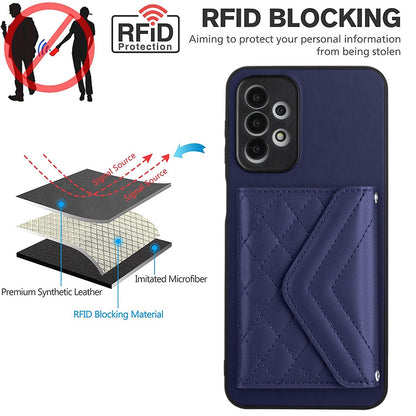 Samsung Galaxy A23 Leather Case with Card Holder & RFID Protection, Long Lanyard Included