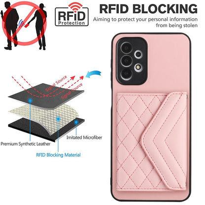 Samsung Galaxy A23 Leather Case with Card Holder & RFID Protection, Long Lanyard Included