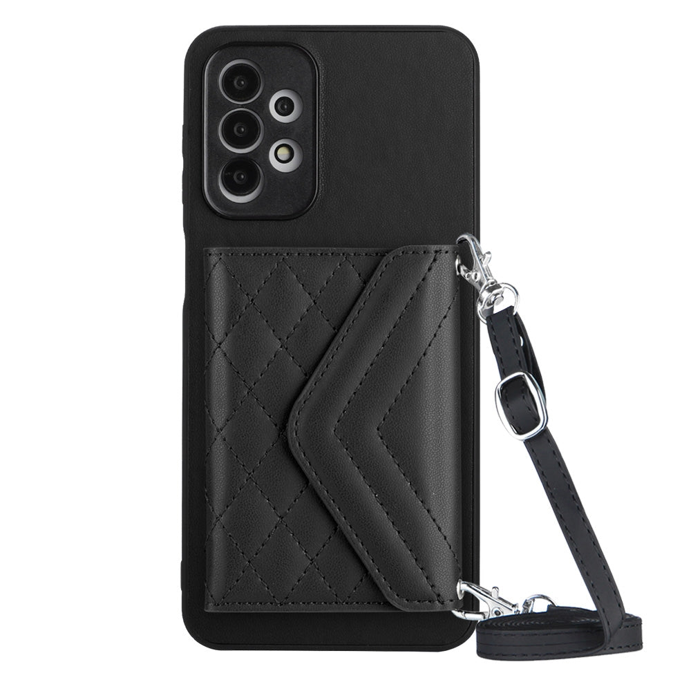 Samsung Galaxy A23 Leather Case with Card Holder & RFID Protection, Long Lanyard Included