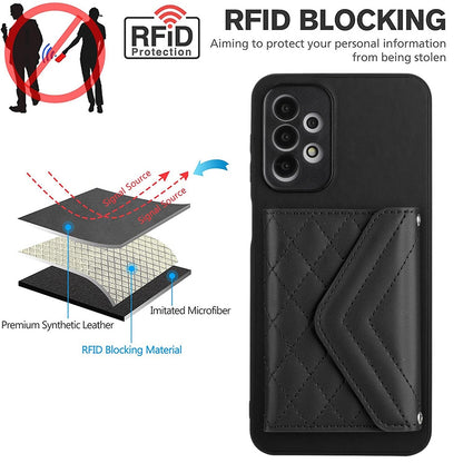 Samsung Galaxy A23 Leather Case with Card Holder & RFID Protection, Long Lanyard Included
