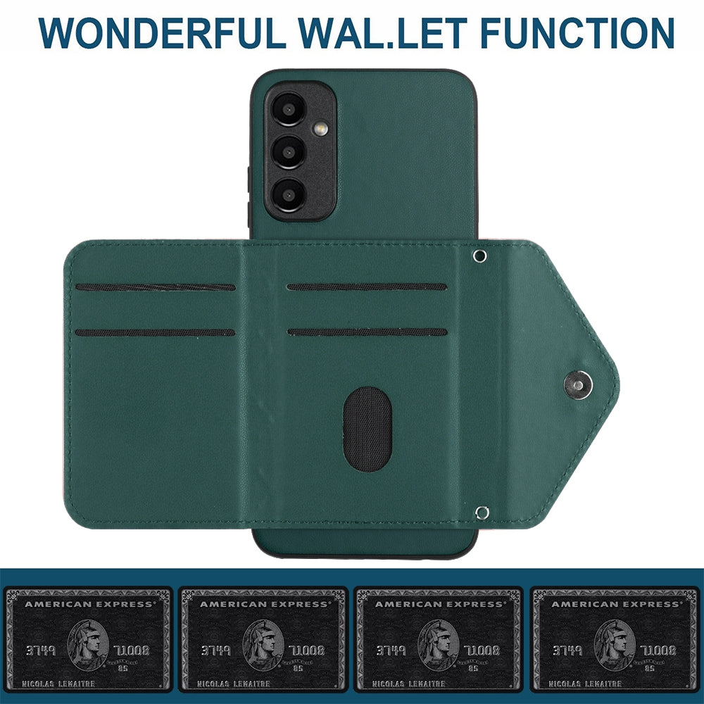 Samsung Galaxy A24 4G Leather Case with Card Holder & RFID Protection, Long Lanyard Included