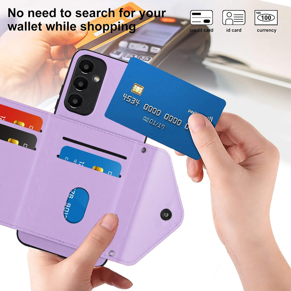 Samsung Galaxy A24 4G Leather Case with Card Holder & RFID Protection, Long Lanyard Included