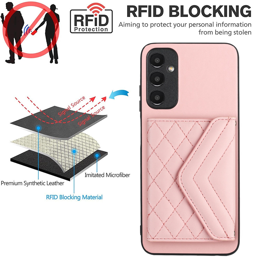 Samsung Galaxy A25 5G Leather Case with Card Holder & RFID Protection, Long Lanyard Included