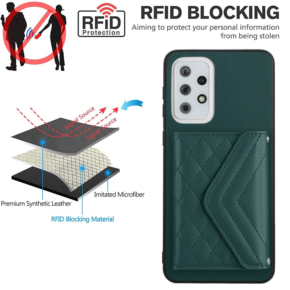 Samsung Galaxy A33 5G Leather Case with Card Holder & RFID Protection, Long Lanyard Included