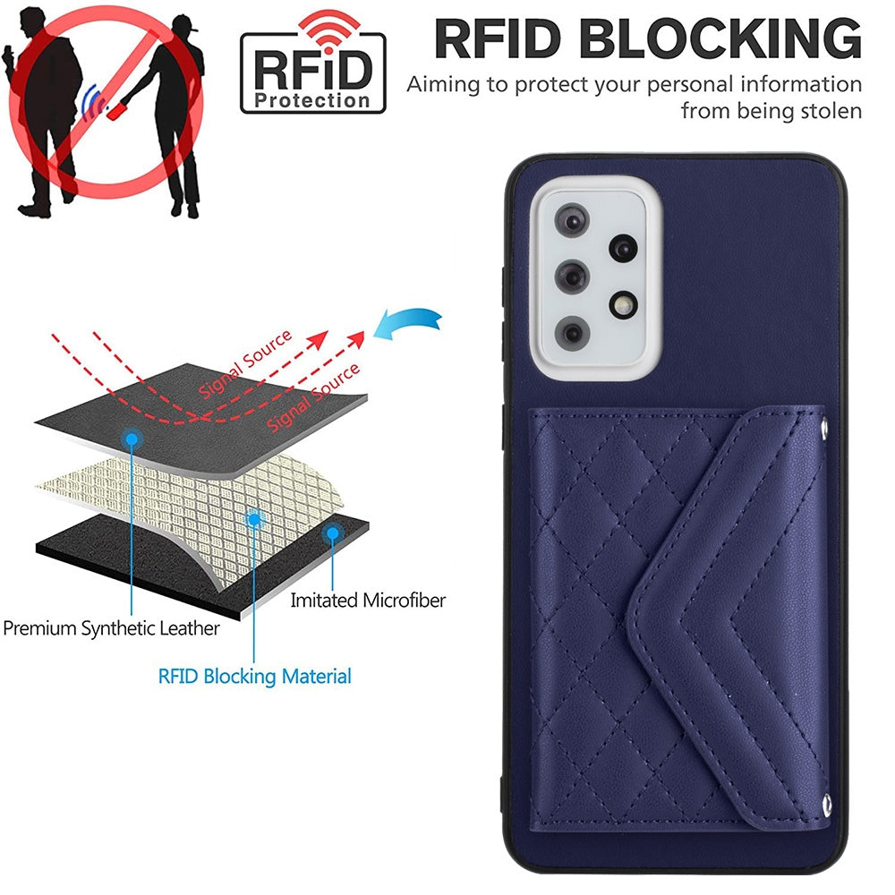 Samsung Galaxy A33 5G Leather Case with Card Holder & RFID Protection, Long Lanyard Included