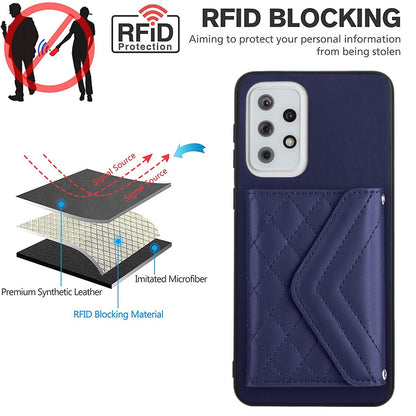 Samsung Galaxy A33 5G Leather Case with Card Holder & RFID Protection, Long Lanyard Included